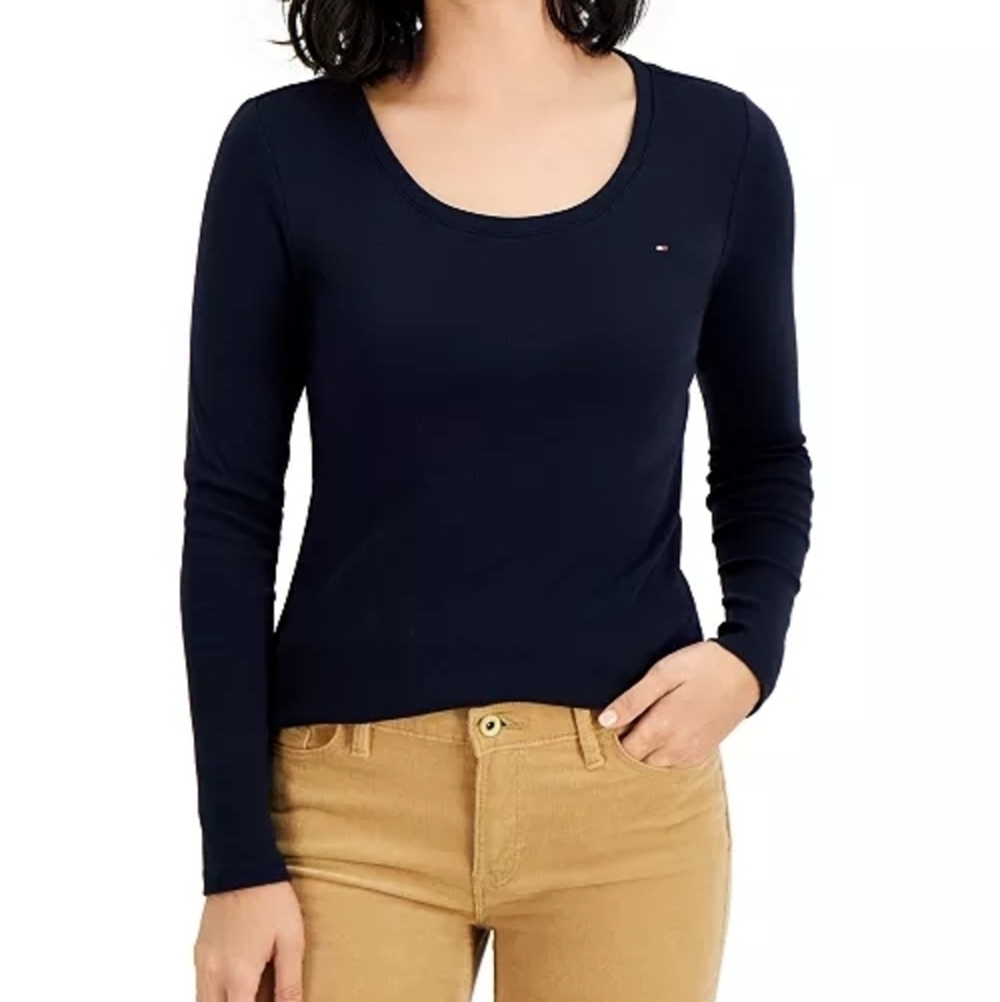 Tommy Hilfiger Women's Navy Long Sleeve Cable Knit Sweater